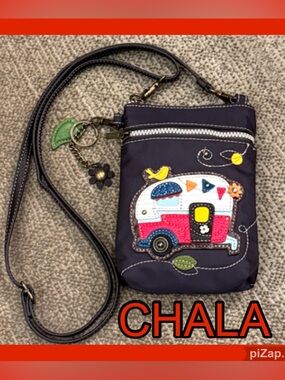 ⚜️Chala Authentic Dark Navy Crossbody / Phone Bag with Colorful Camper Design